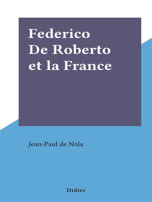 cover image of Federico De Roberto et la France
